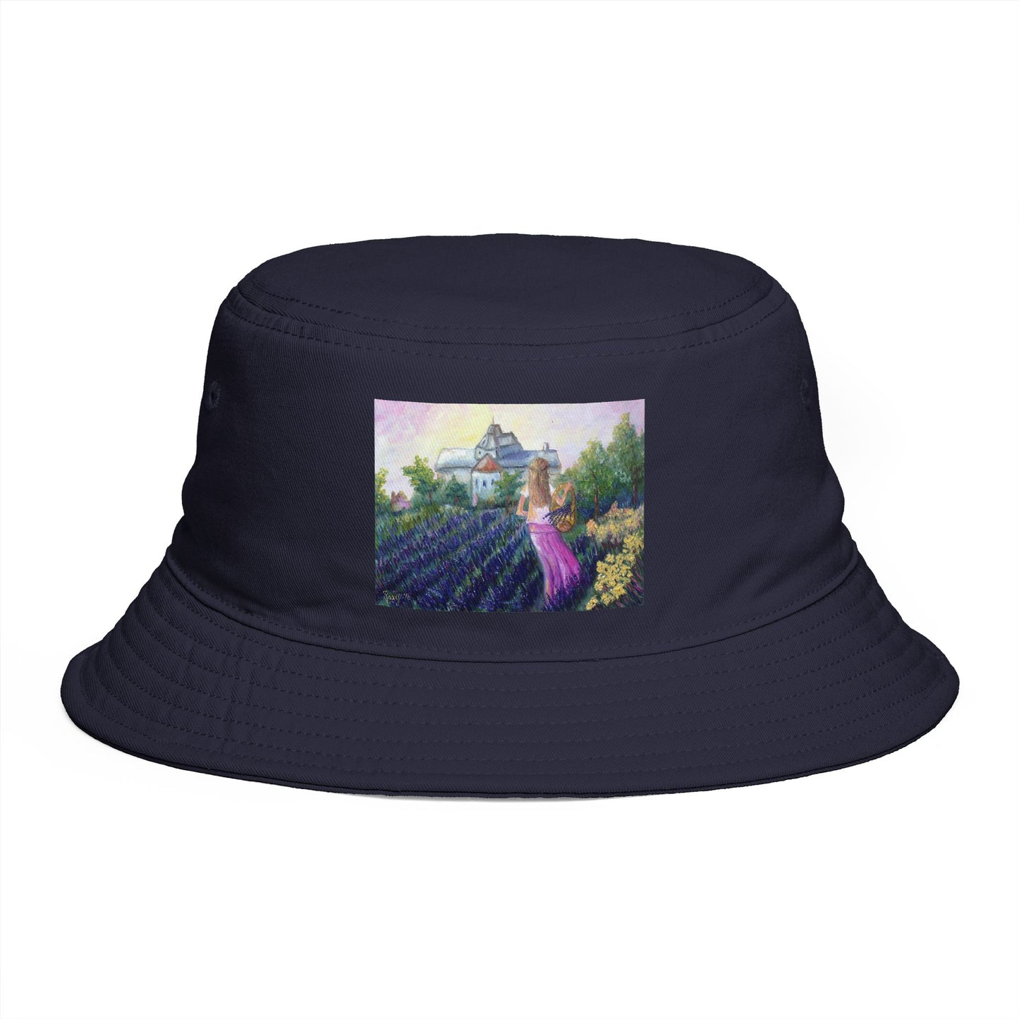 Roxy Rich Fine Art -Girl in a Lavender Field - Stylish Durable Bucket Hat