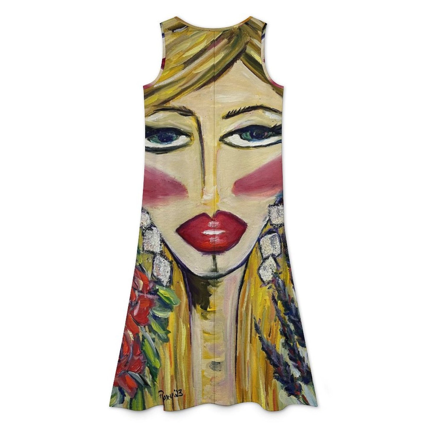Hummingbird Lady Asymmetrical Dress Sleeveless High-Low Hem Dress