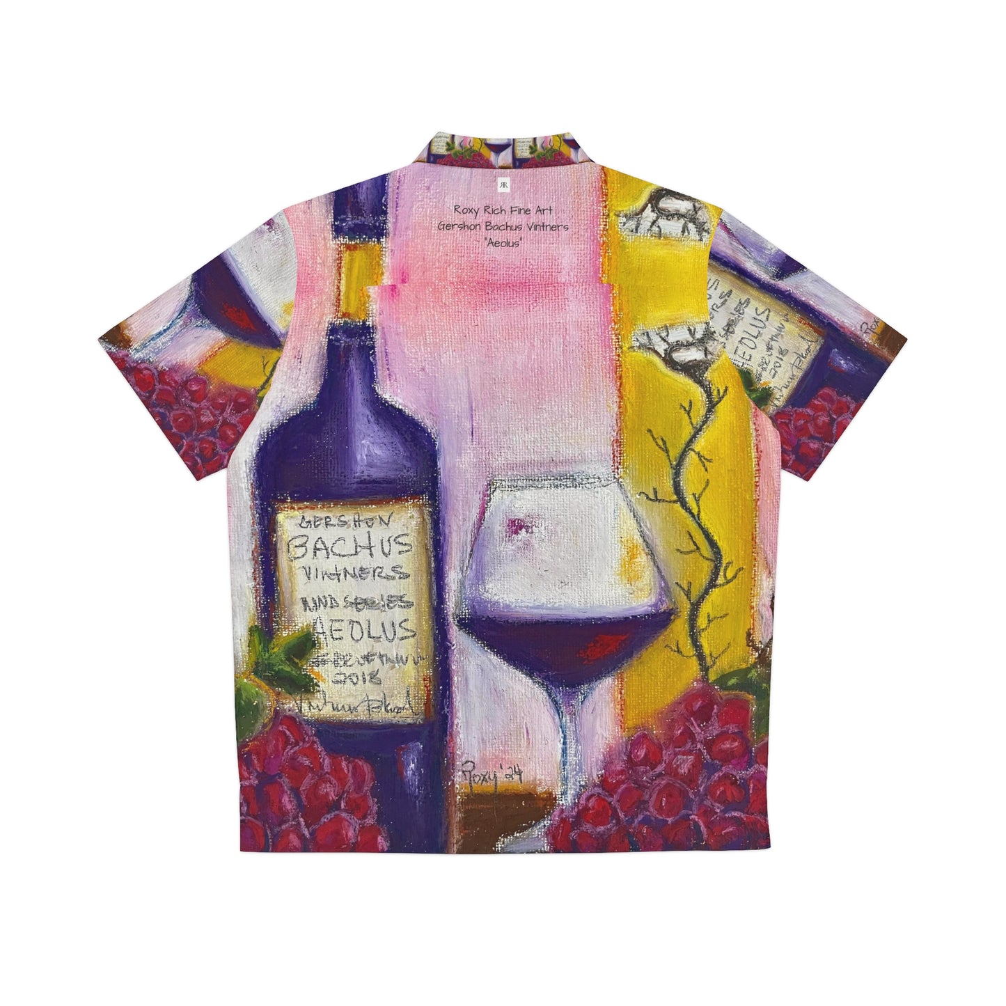 Men's Hawaiian Shirt-Aeolus GBV Wine and Clique Glass