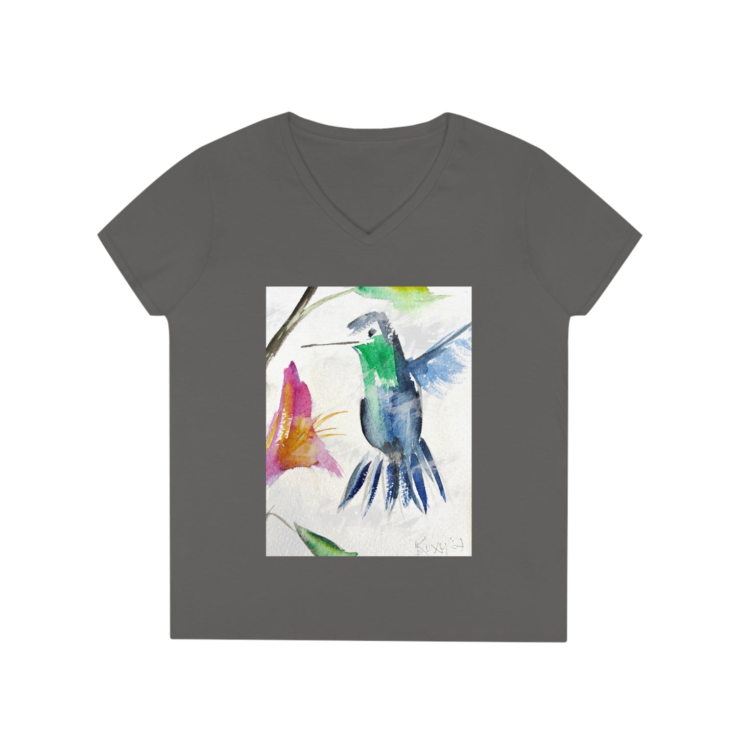 Blue Hummingbird Ladies' V-Neck T-Shirt