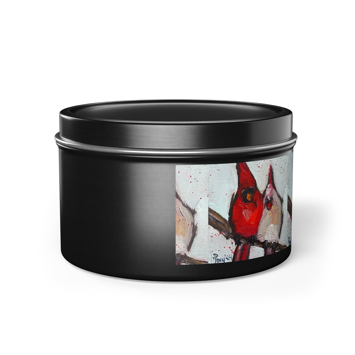 Cute Couple Cardinals Tin Candle