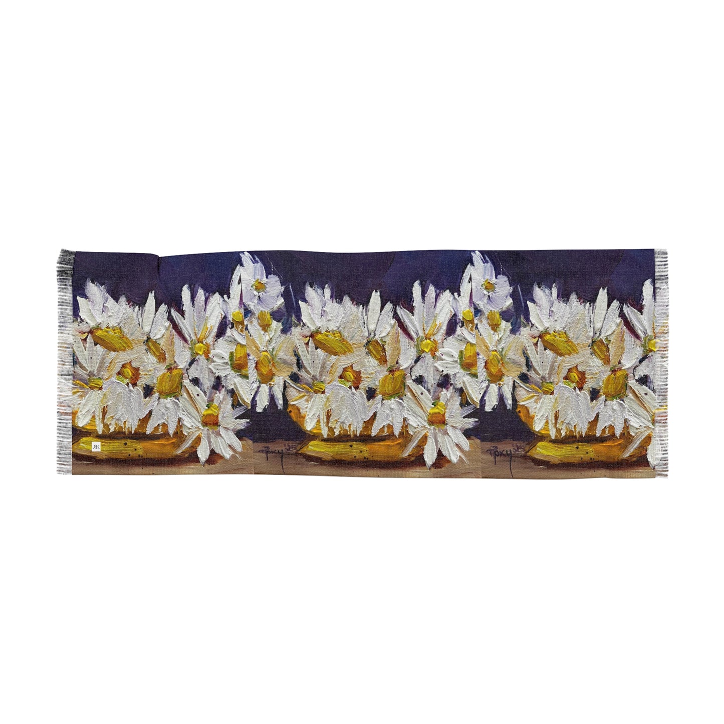 Colorful Scarf — Artistic Lightweight Neck Wrap-Vase of Daisies