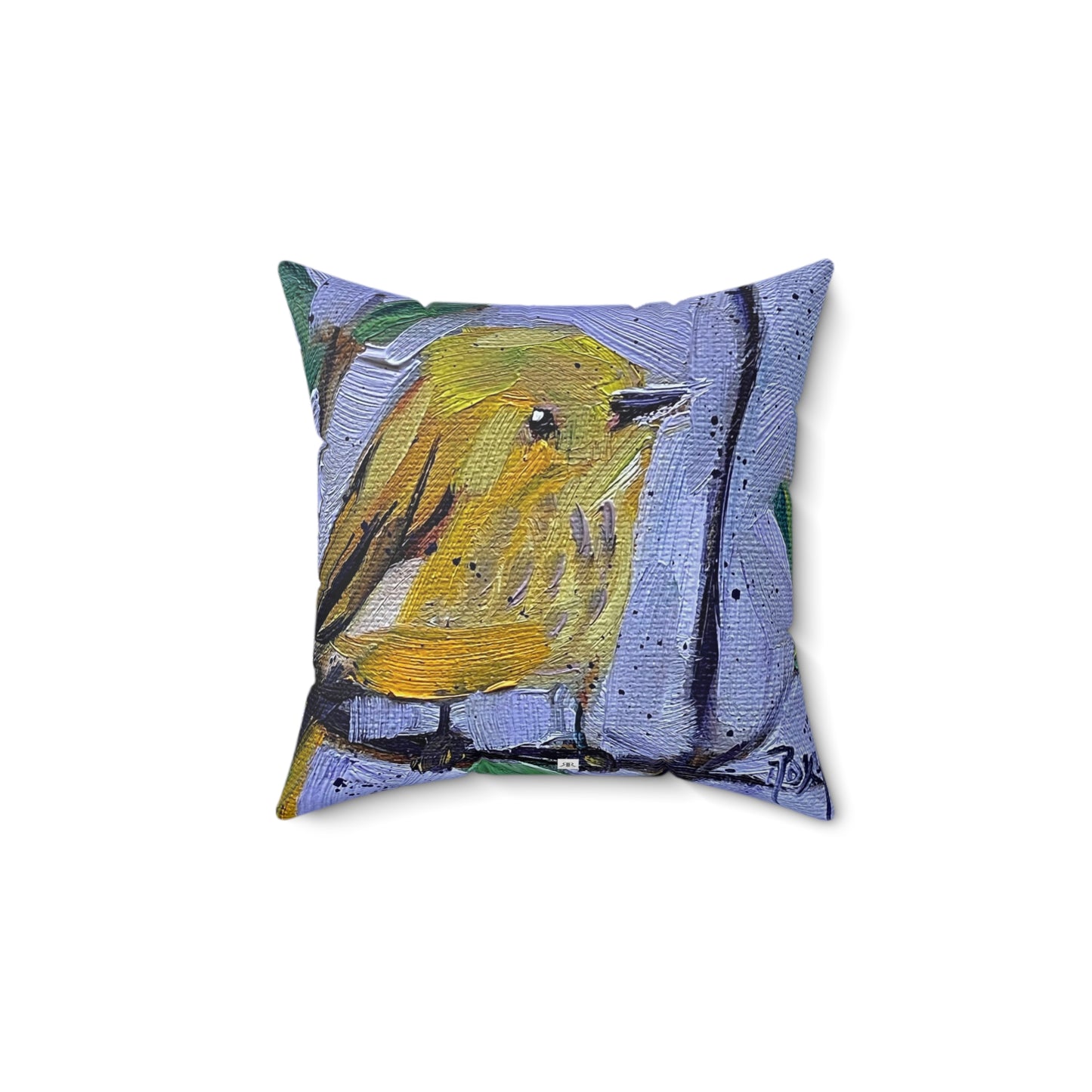 Oreiller carré d’intérieur en polyester filé Winsome Yellow Warbler Bird