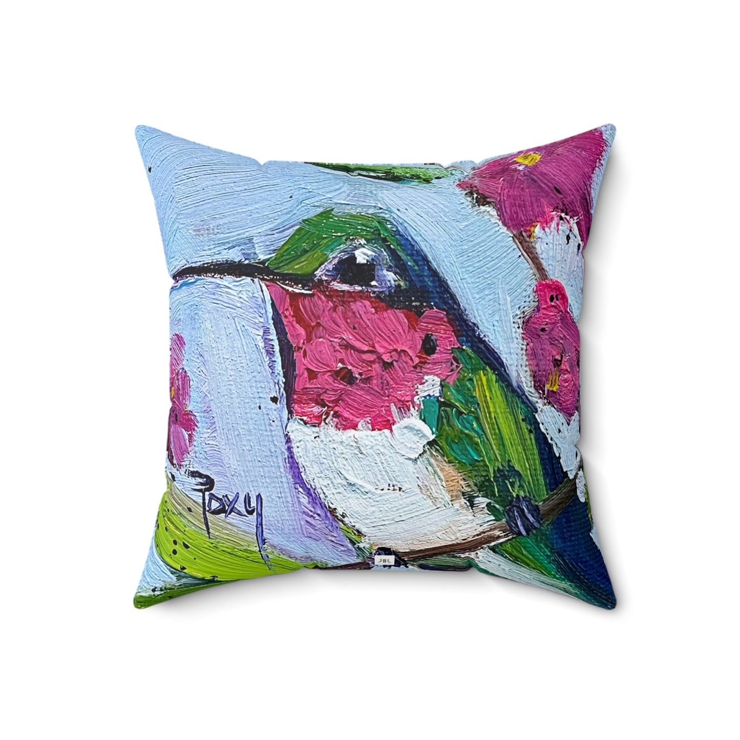 Pink Pretties Hummingbird Indoor Spun Polyester Square Pillow