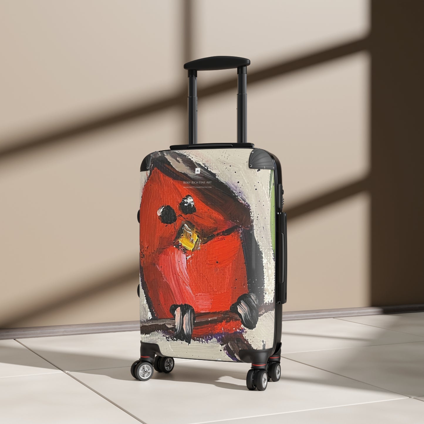 Whimsical Red Cardinal Chick Carry on Suitcase