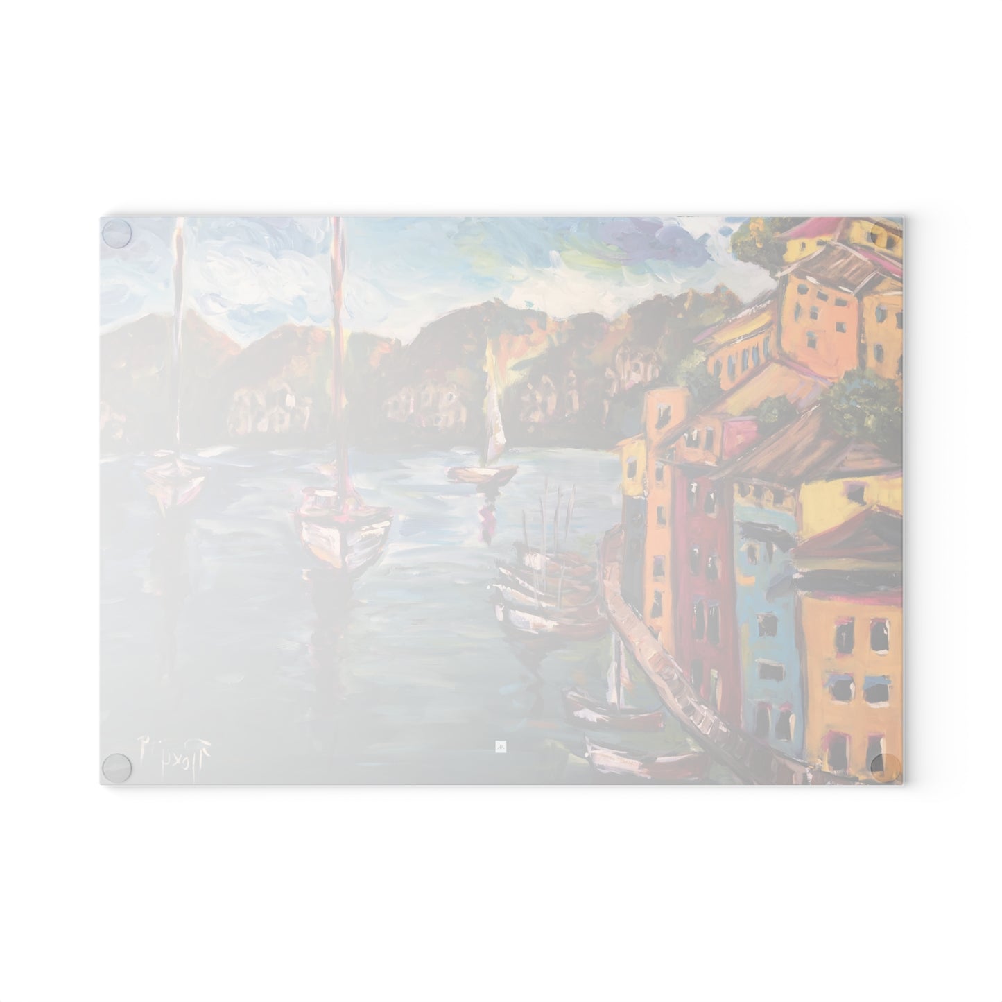 Glass Cutting Board-Portofino Harbor Italy