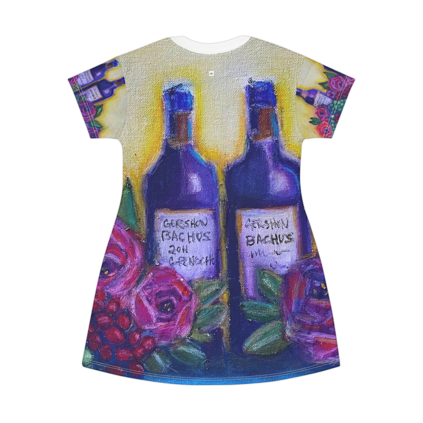 T-Shirt Dress (AOP)-GBV Wine and Roses