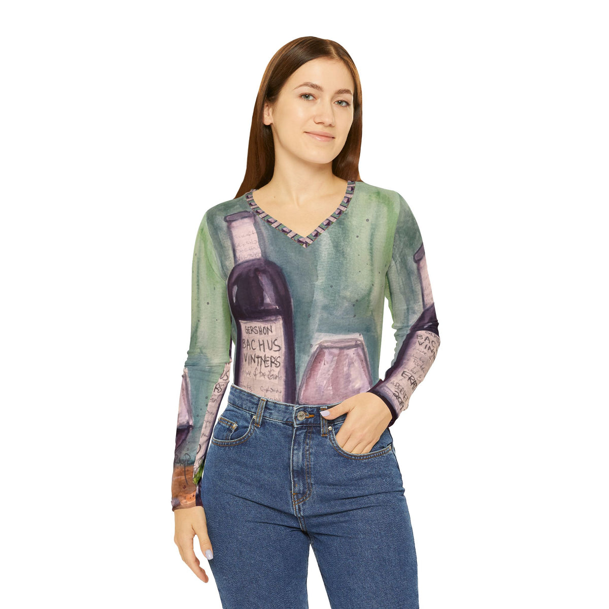 Women's Long Sleeve V-neck Shirt -GBV Erato-Cabernet-Franc