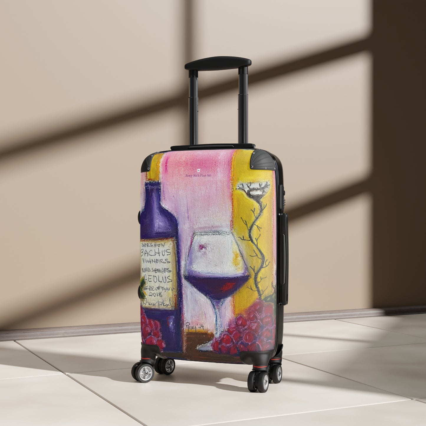 Suitcase Set Lightweight Carry On -"Aeolus"-GBV- Temecula Winery Souvenir Roxy Rich Artwork