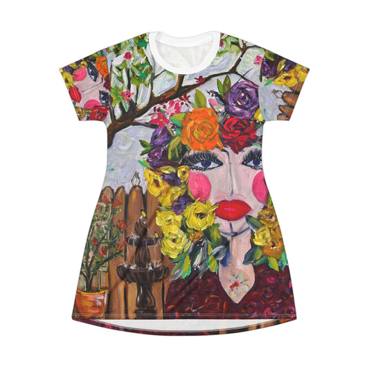 T-Shirt Dress (AOP)-Garden Goddess