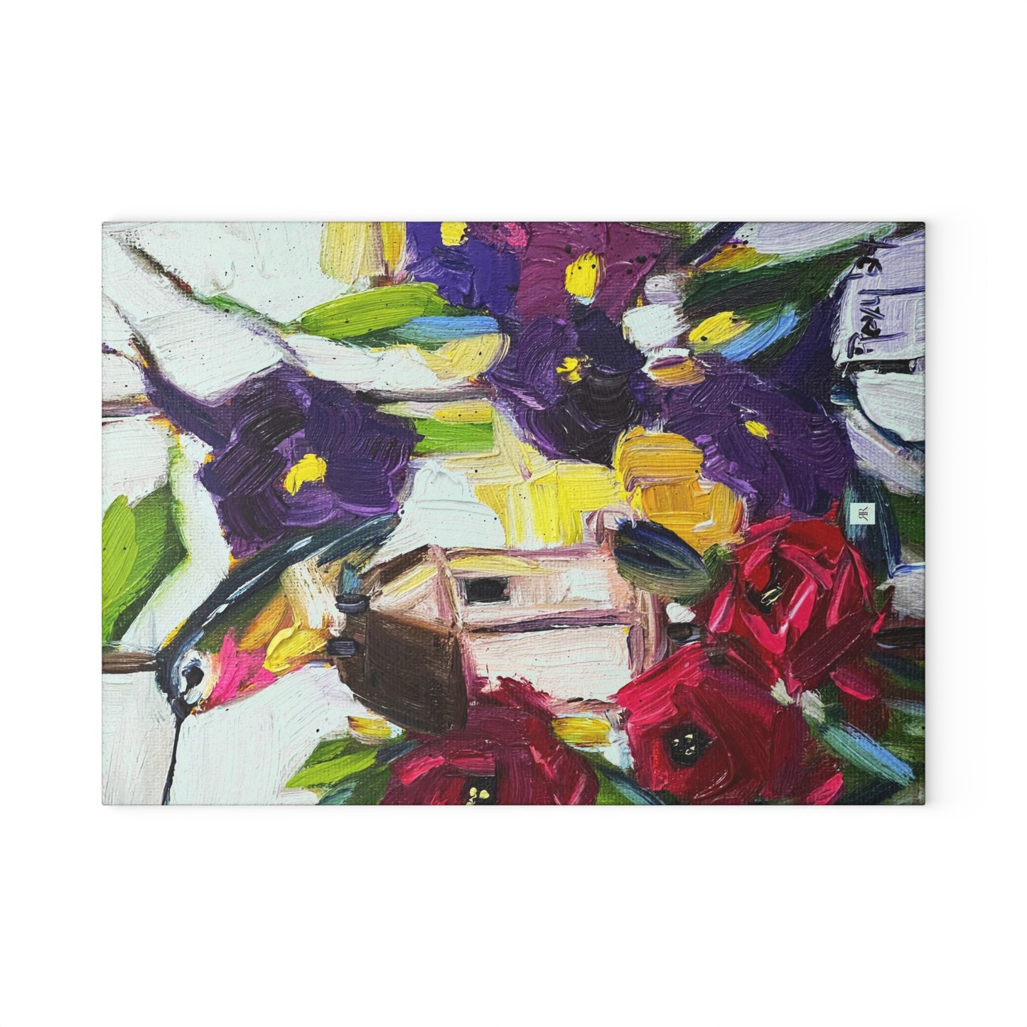 Hummingbird by the Window Glass Cutting Board