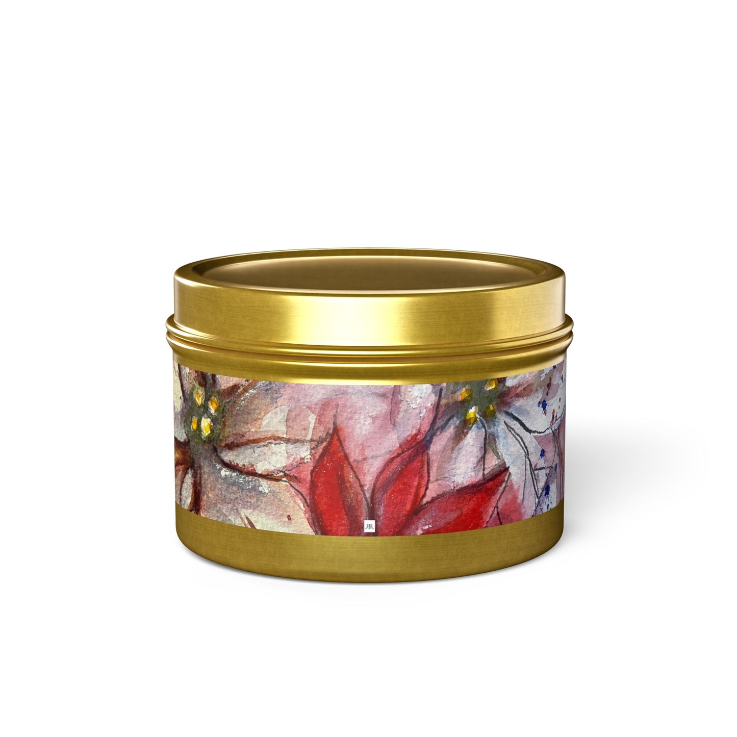 Tin Candle-Poinsettias