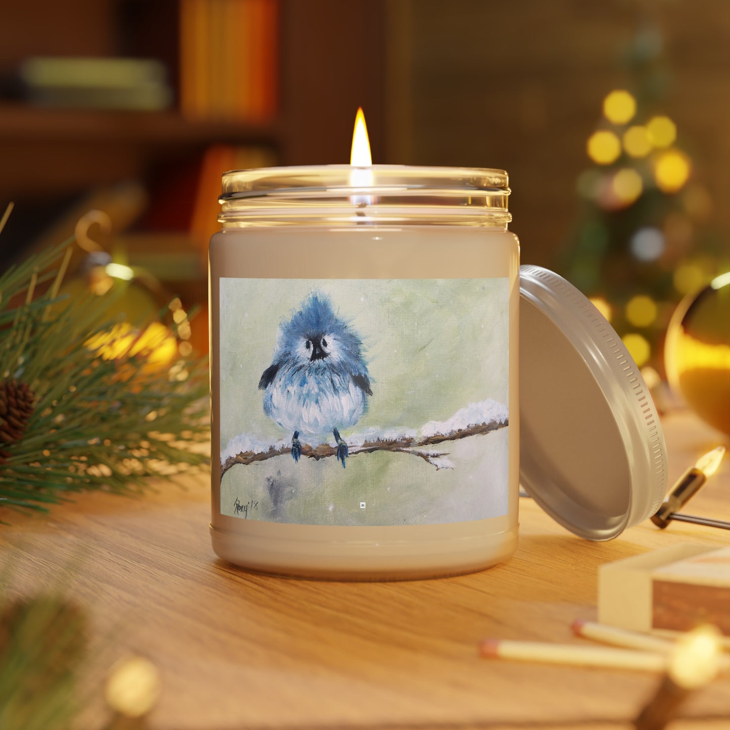 Scented Candles, 9oz=Fluffy Fat Mountain Bluebird on Snowy Branch