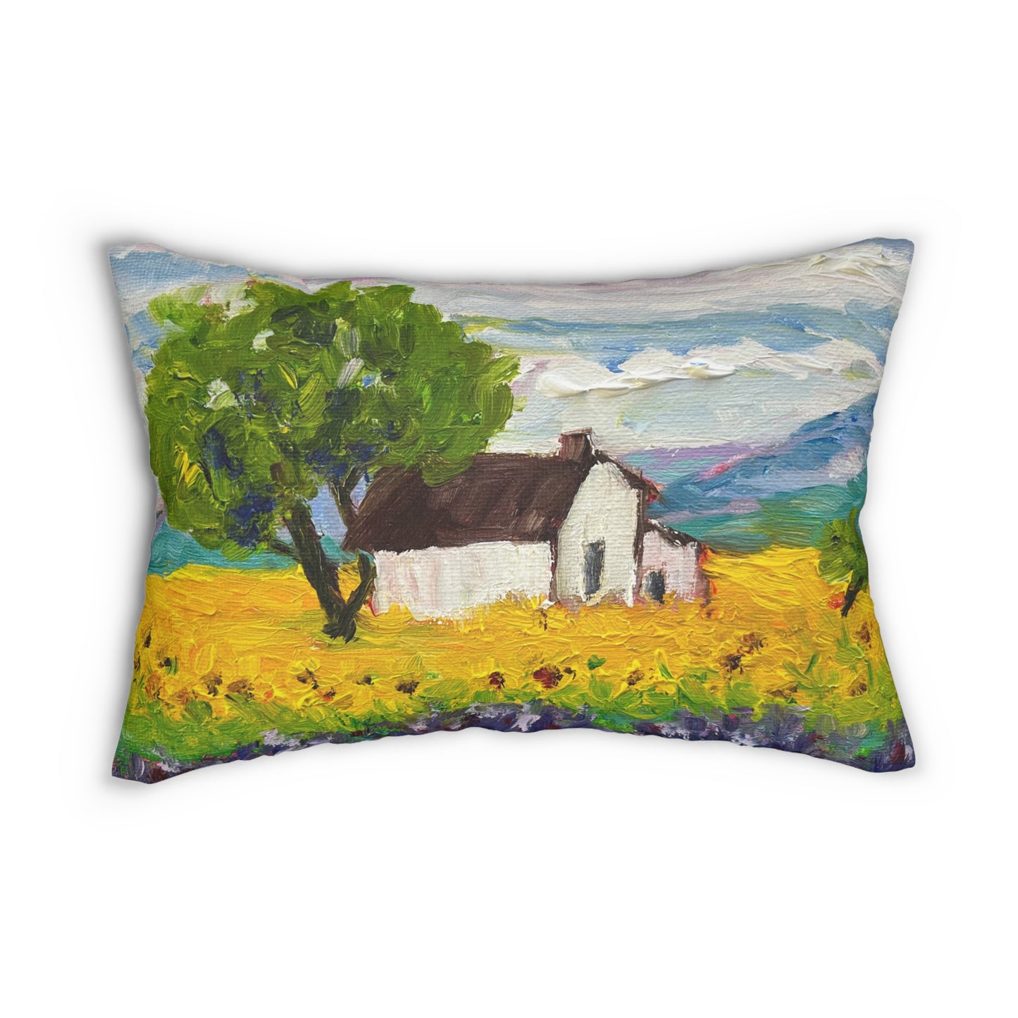 Sunflowers and Lavender Provence Farm Lumbar Pillow