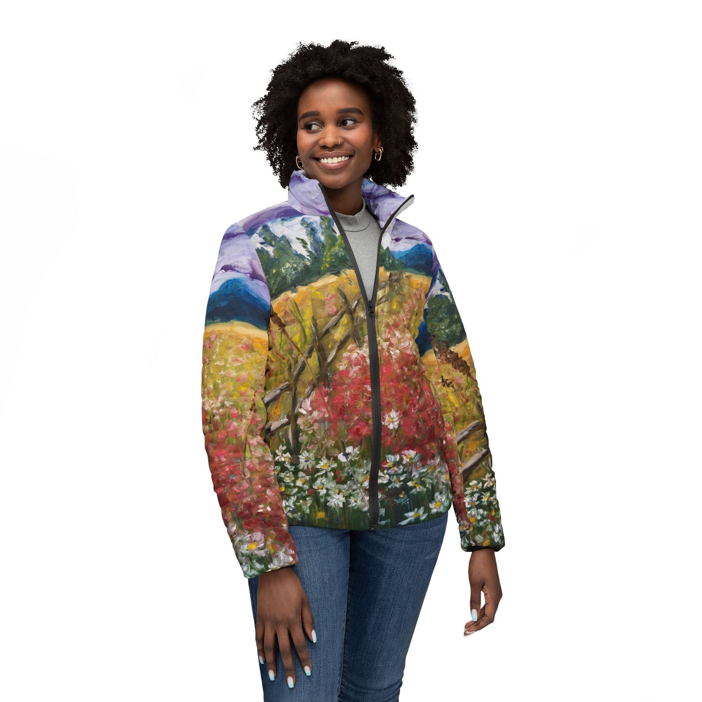 Women's Puffer Jacket - Roxy Rich Fine Art -French Countryside
