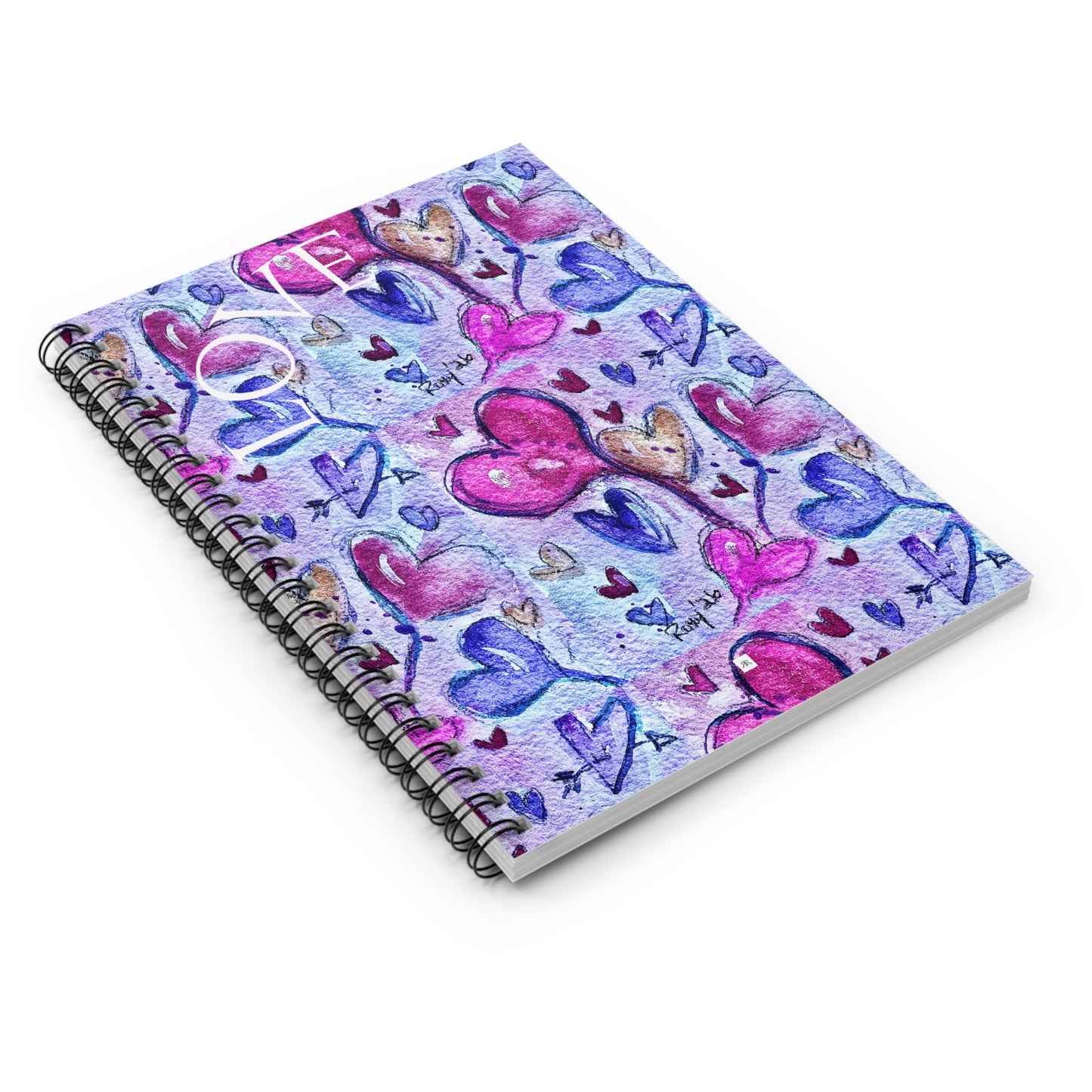 Floating Hearts Ruled Notebook — Friend Gift Spiral Notebook