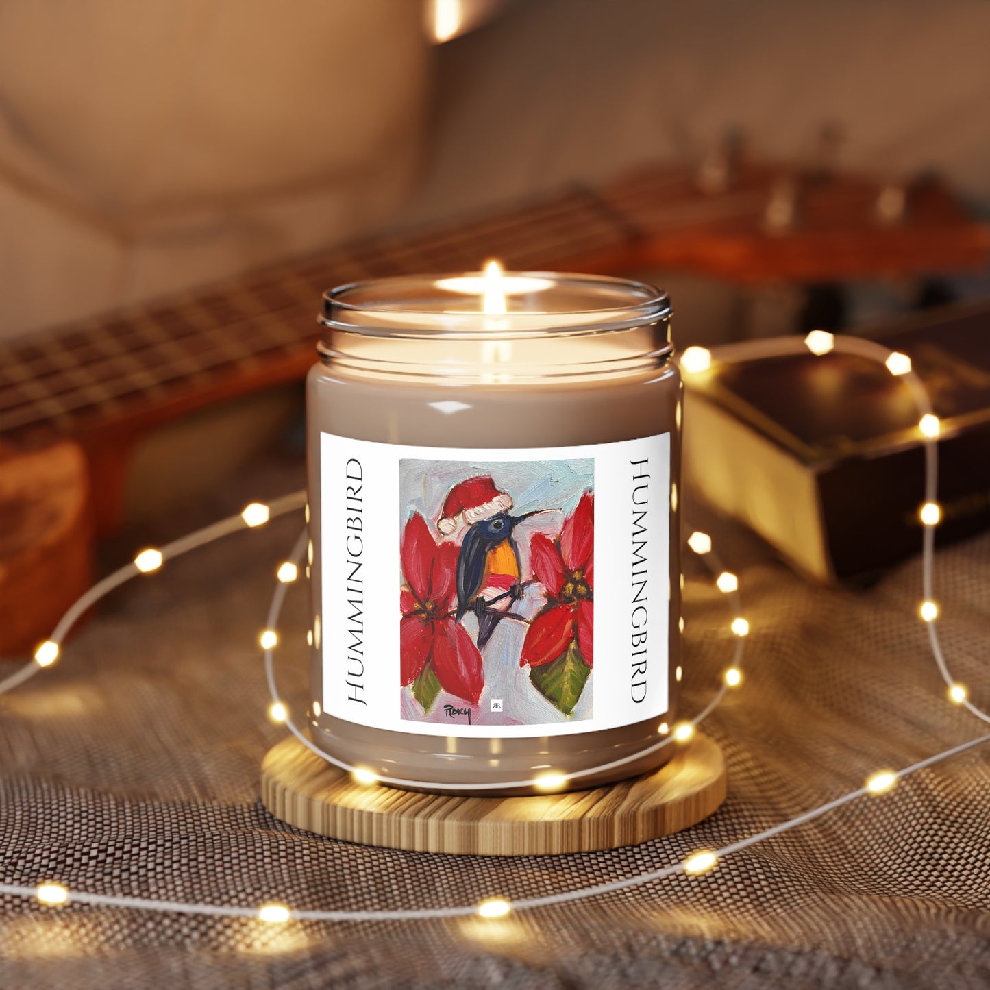 Holiday Hummingbird in Santa Hat Scented Candle 9oz