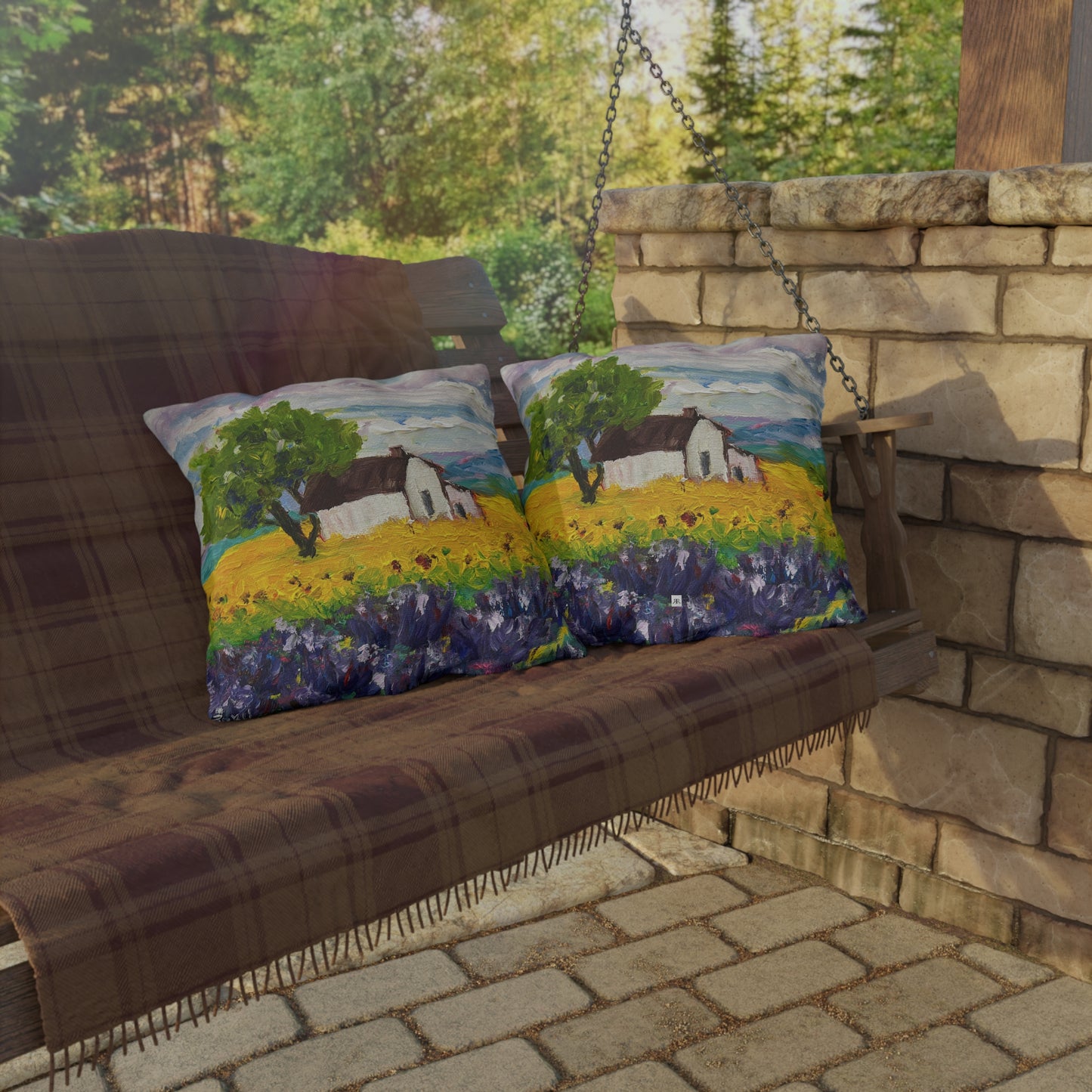 Sunflowers and Lavender Provence Outdoor Pillows