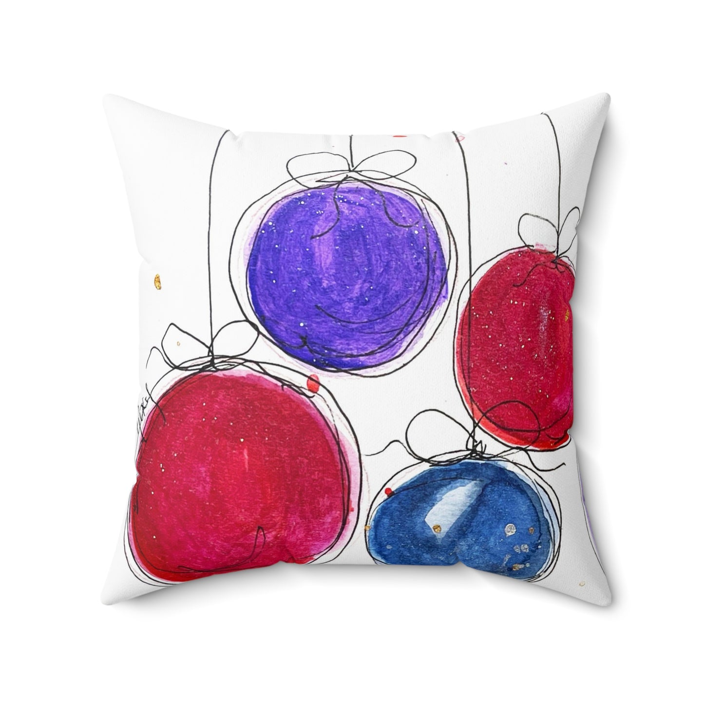 Christmas Baubles Indoor Spun Polyester Square Pillow