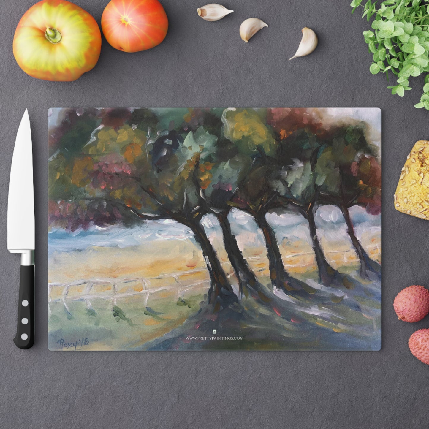 Country Road Glass Cutting Board