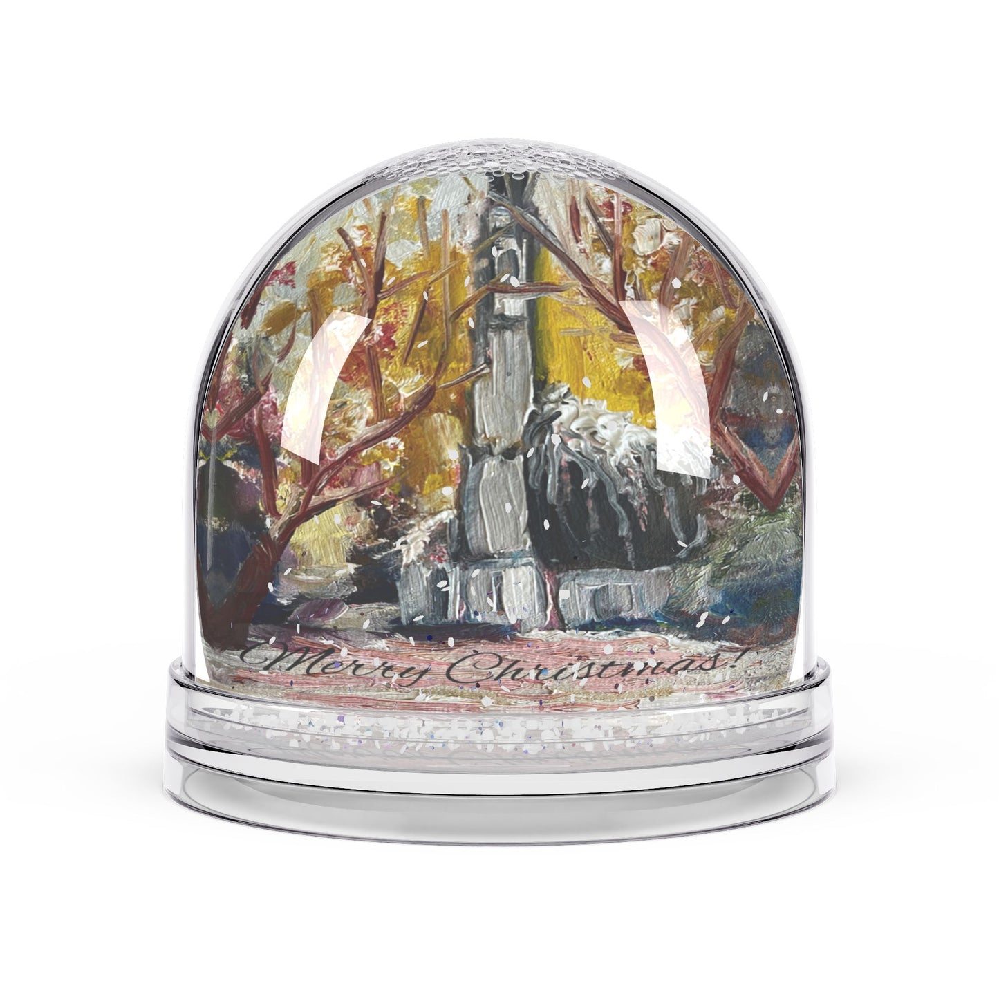 Snow Globe - Merry Christmas! -Snowy Rural Church