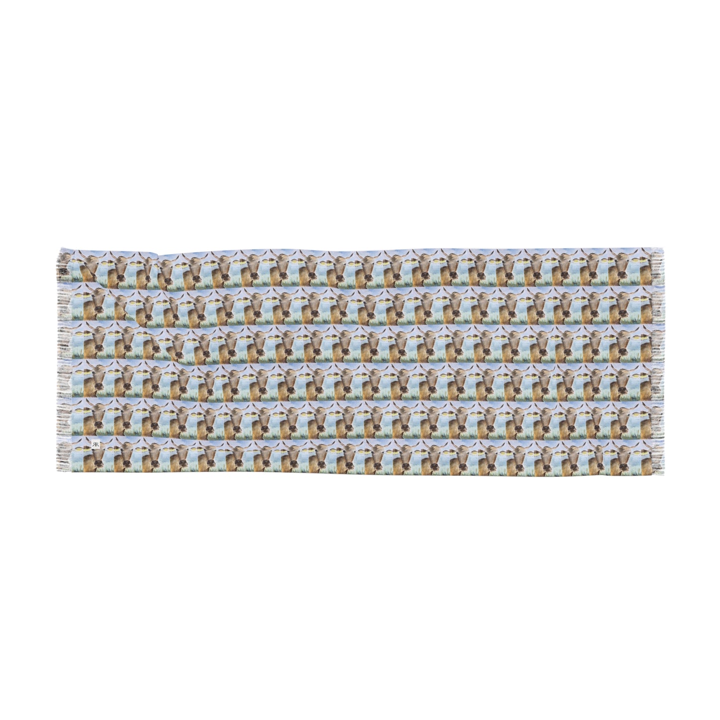 Colorful Scarf — Artistic Lightweight Neck Wrap- Sunshine Cow -Adorable Cow Horns