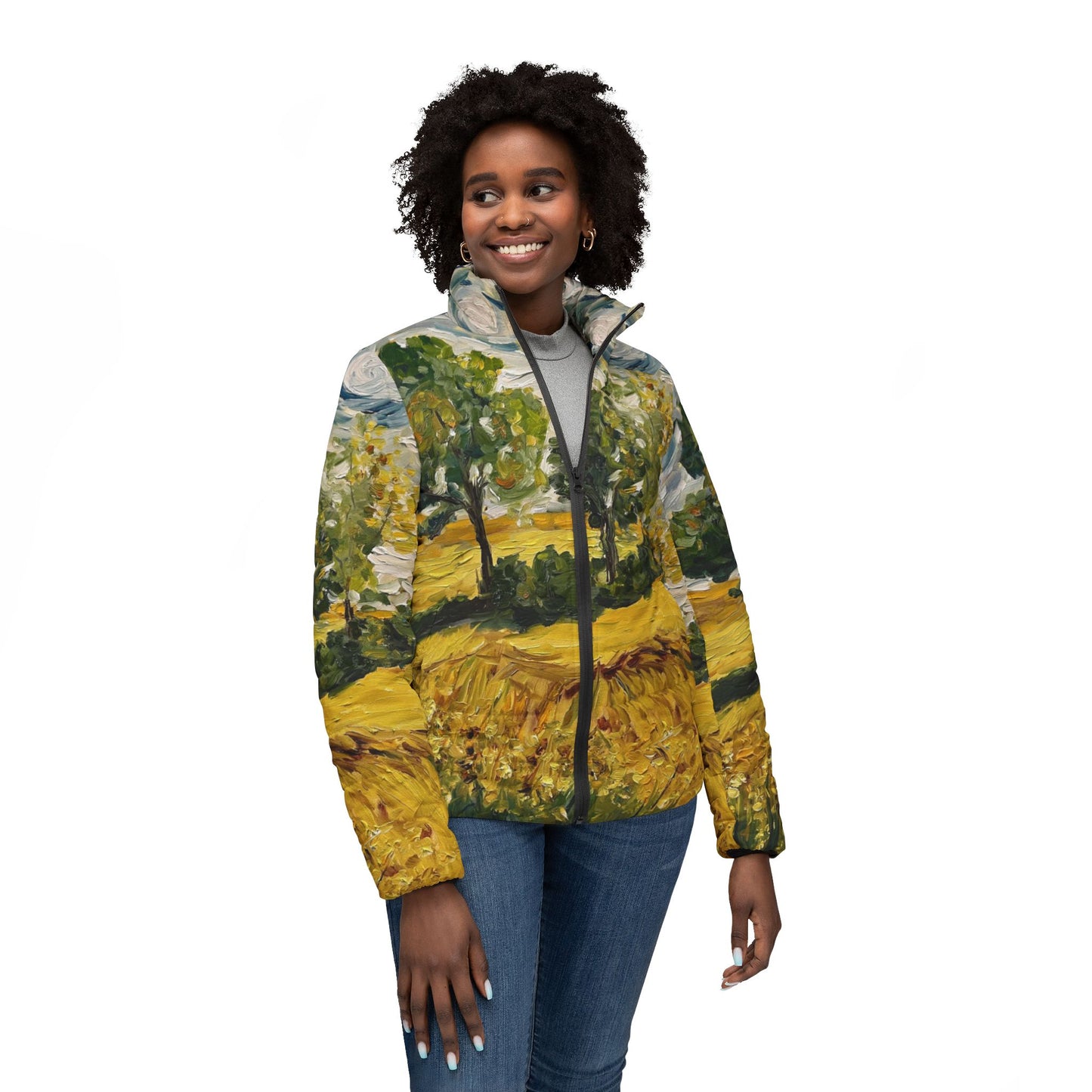 Women's Puffer Jacket - Roxy Rich Fine Art -Sunny Day
