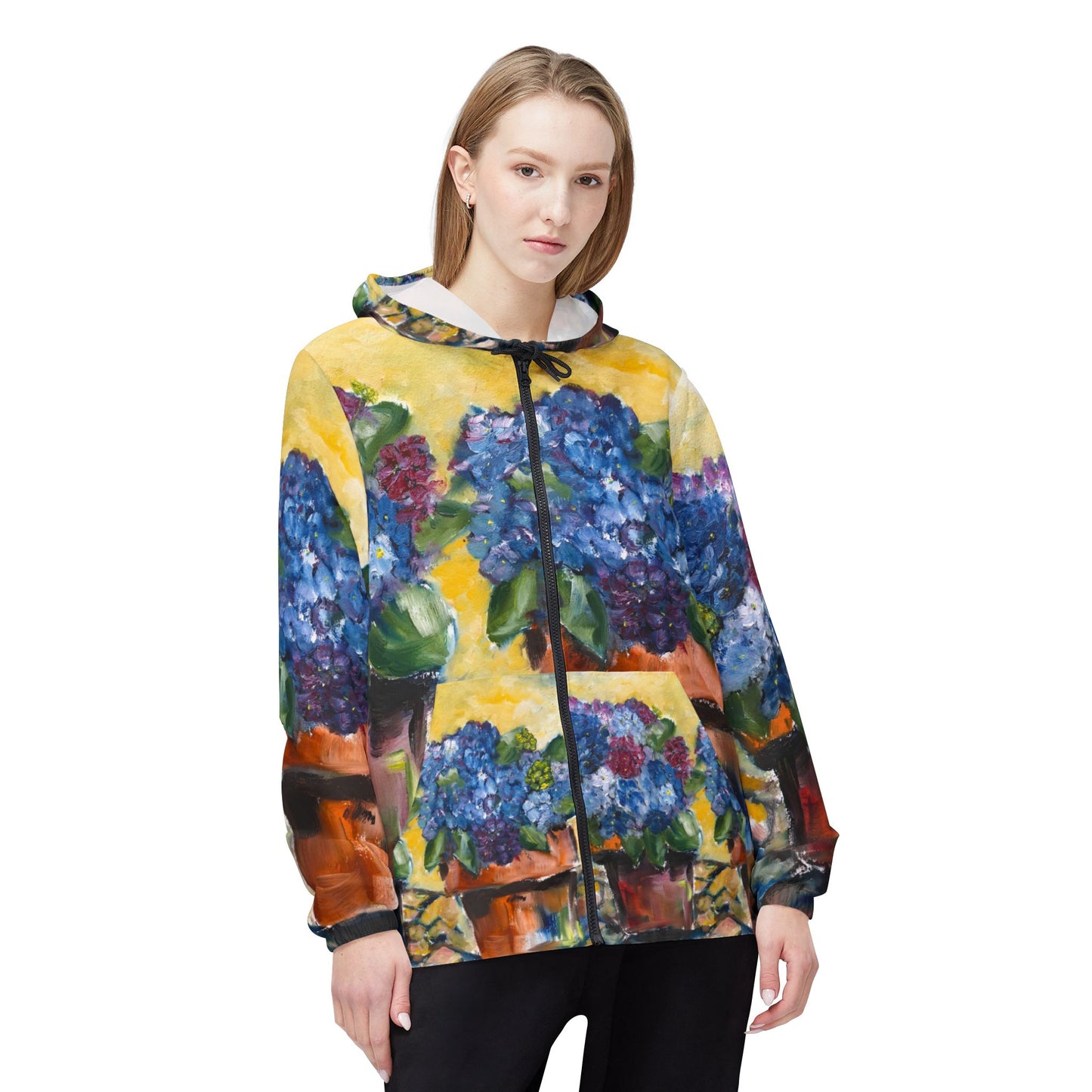 Lightweight Windbreaker Jacket — Hydrangeas on the Patio