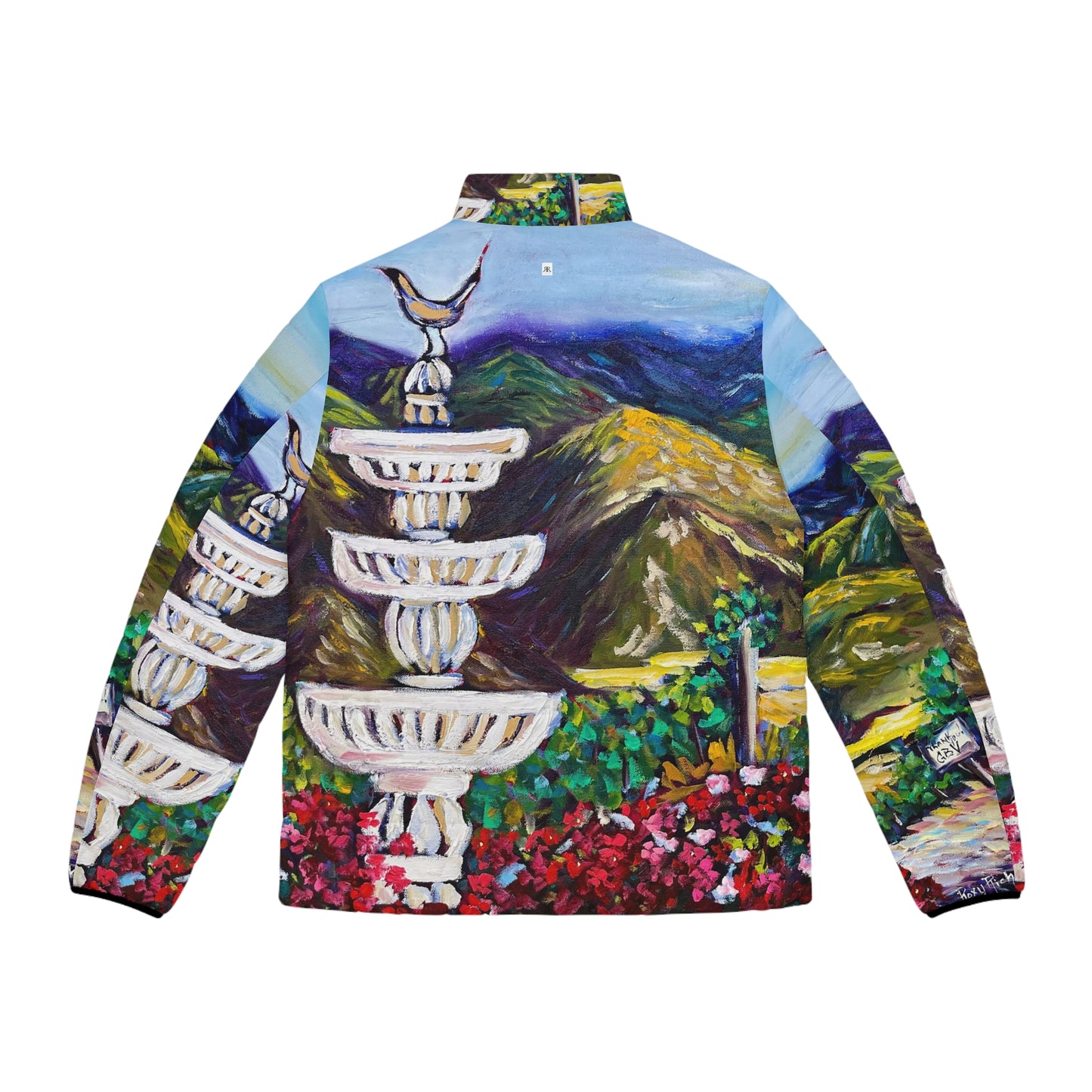 Men's Puffer Jacket - Roxy Rich Art, Unique Bright Colors-Fountain Vista at GBV