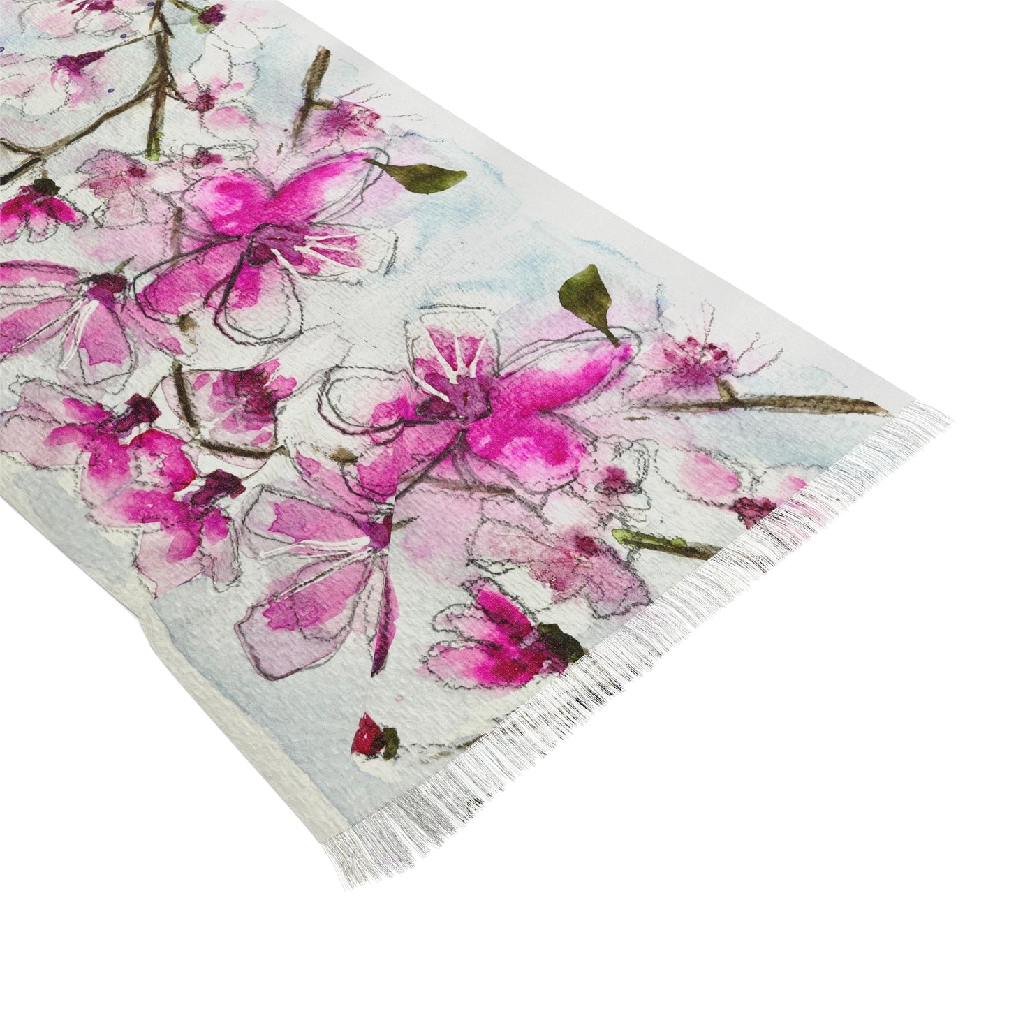 Colorful Scarf — Artistic Lightweight Neck Wrap- Cherry Blossoms