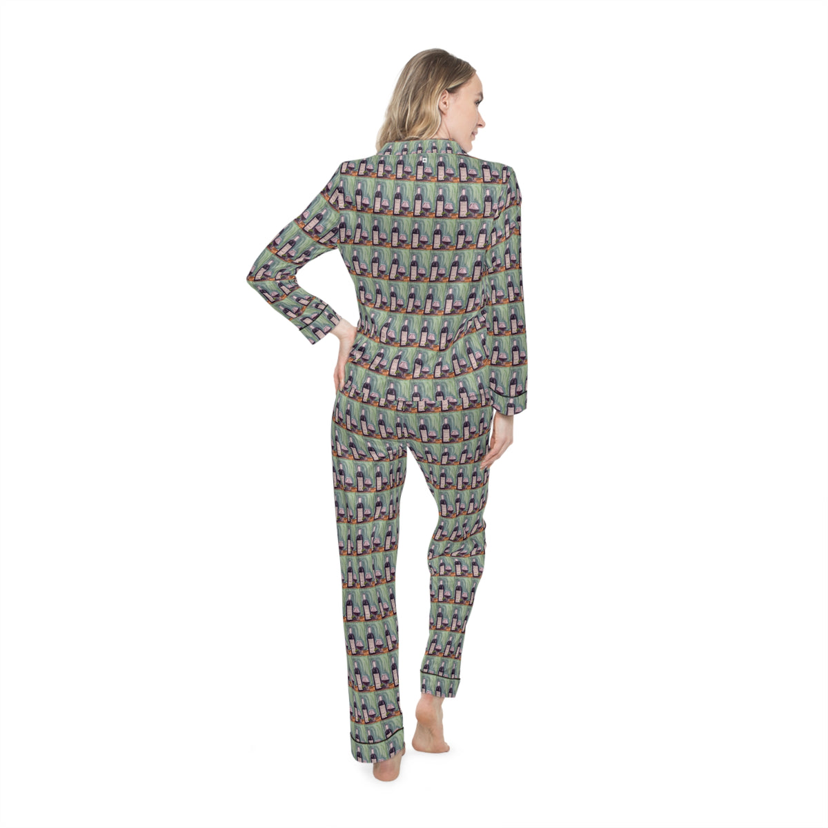 Satin Pajamas — Luxurious Silky Sleepwear Set- Erato-GBV Wine and Clique Glass