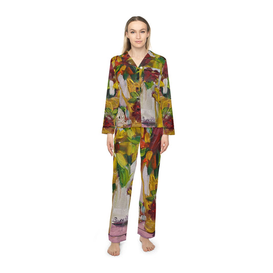 Satin Pajamas — Luxurious Silky Sleepwear Set- Petals on my Patio