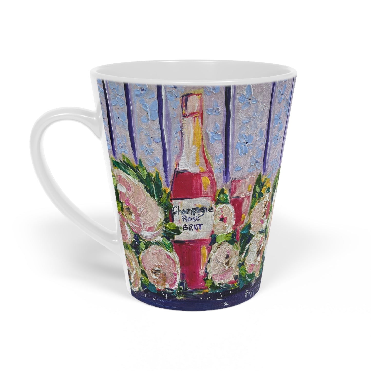 Pink Champagne and Peonies Latte Mug, 12oz