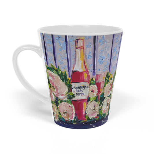 Pink Champagne and Peonies Latte Mug, 12oz