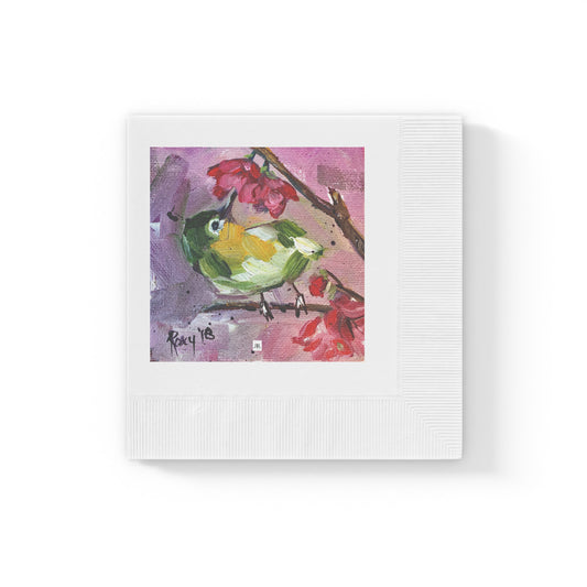 Adorable Japanese Warbler-White Coined Napkins