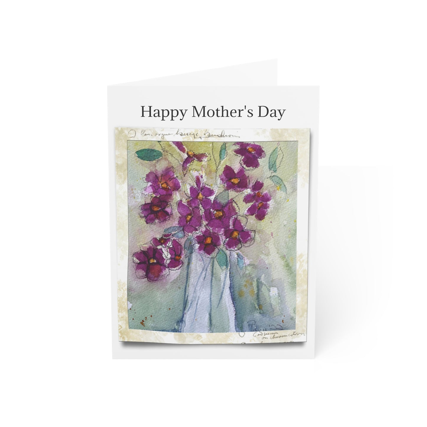 Tarjeta del Día de la Madre con Flores Silvestres Rosadas (con sentimiento) Tarjetas de felicitación plegadas