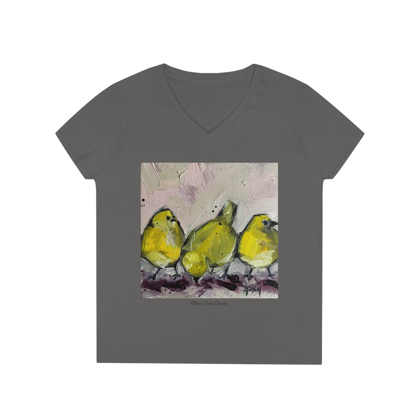 Three Cute Chicks Ladies' V-Neck T-Shirt