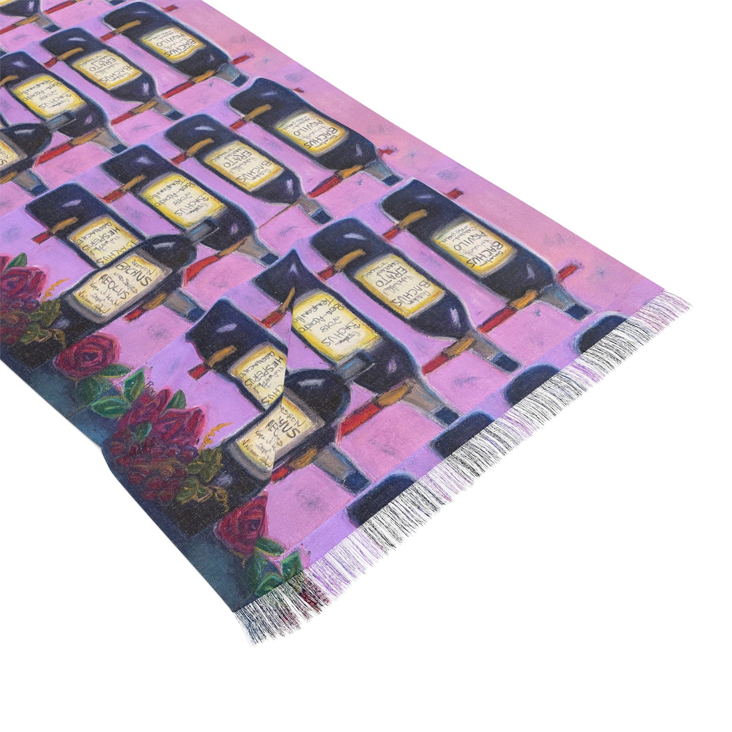 Colorful Scarf — Artistic Lightweight Neck Wrap- Bachus Reserves-GBV Wine Rack and Roses