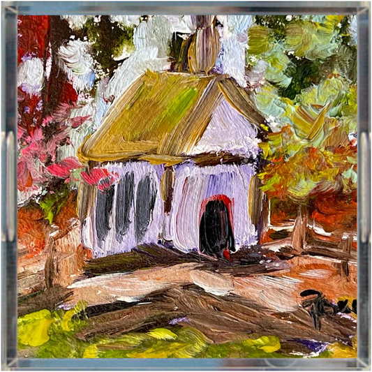 Petite église dans les bois - Plateau acrylique carré