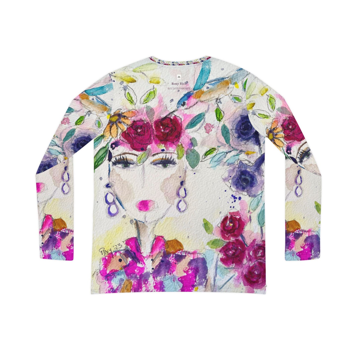 Long Sleeve Shirt- Haute Couture Hummingbird- V-neck Women's