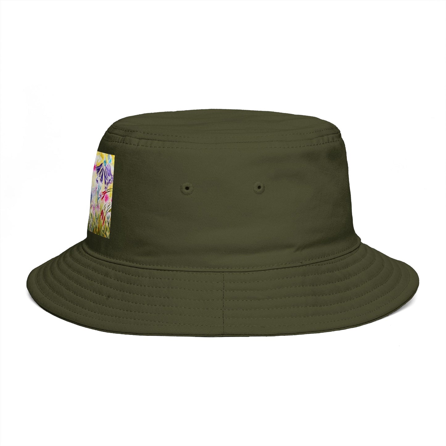 Roxy Rich Fine Art -Hummingbird in a Tube Flower Garden - Stylish Durable Bucket Hat
