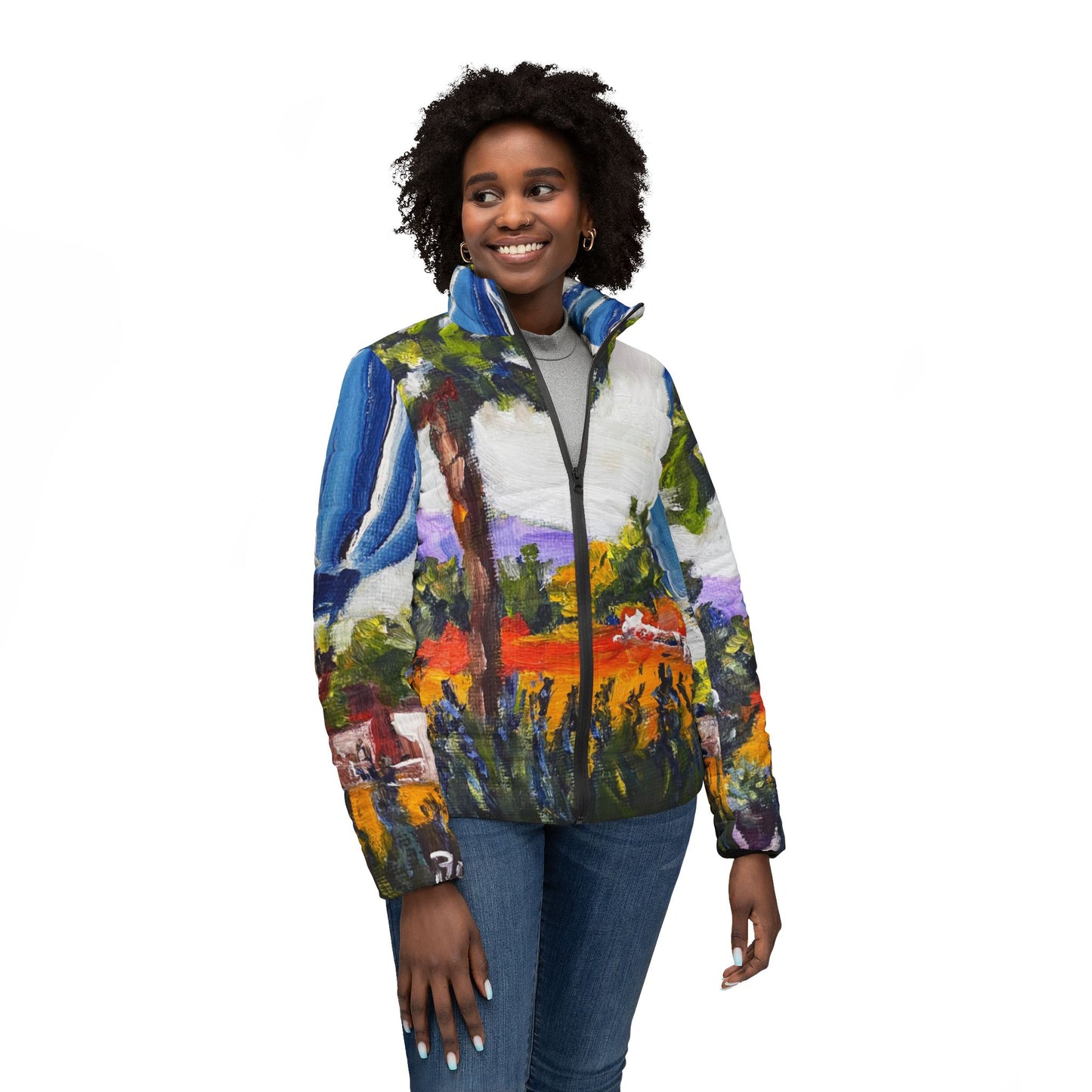 Women's Puffer Jacket - Roxy Rich Fine Art -Balloons by Lorenzi