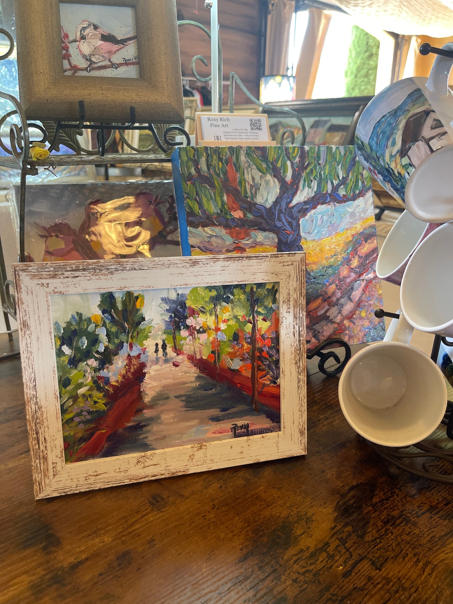 Paseo de San Diego Pintura al óleo original 6x8 Sin enmarcar