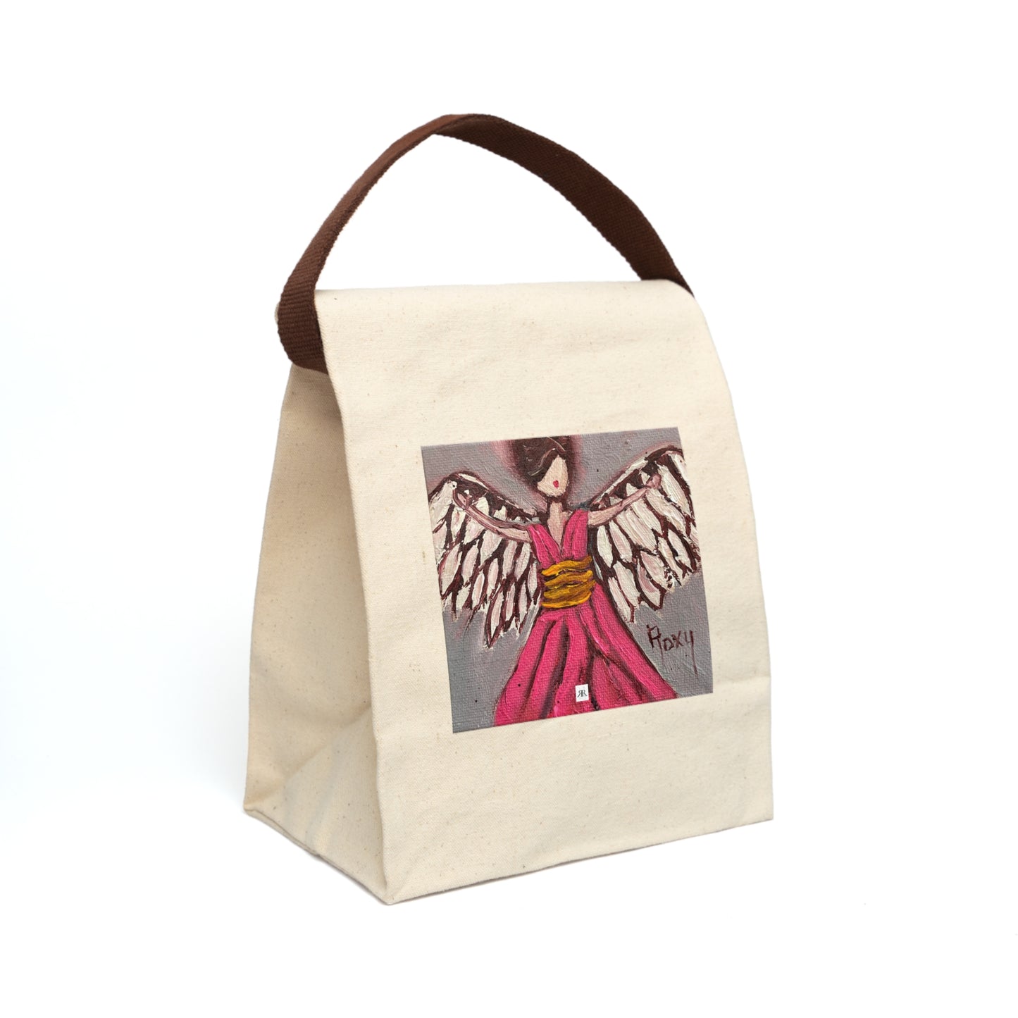 Pink Angel Canvas Lunch Bag with Strap