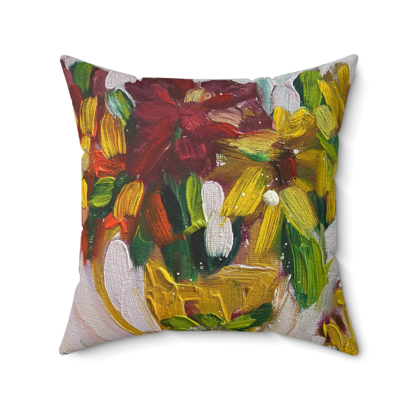 Indoor Square Pillow — Decorative Spun Polyester Throw Pillow- Petals on my Patio