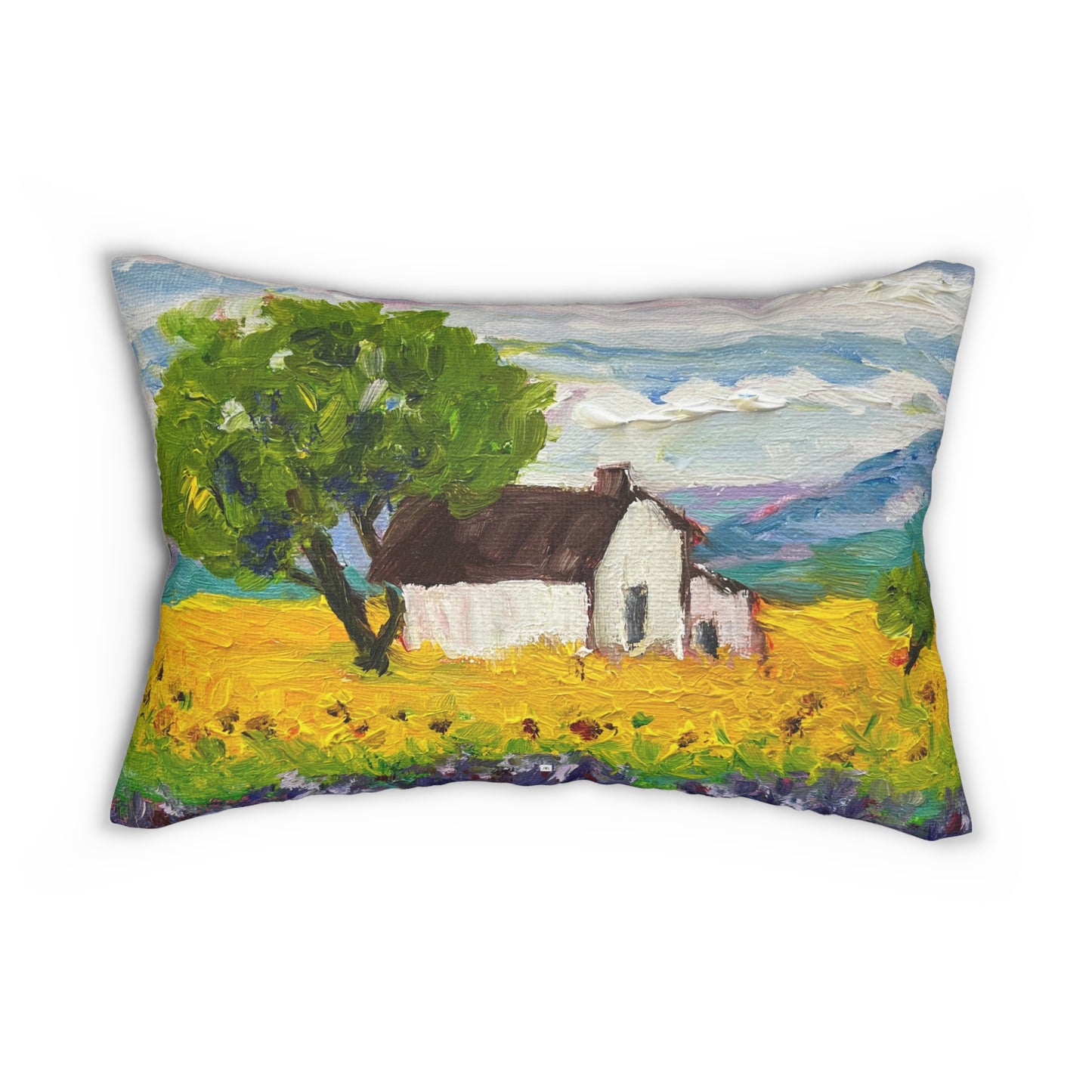 Sunflowers and Lavender Provence Farm Lumbar Pillow