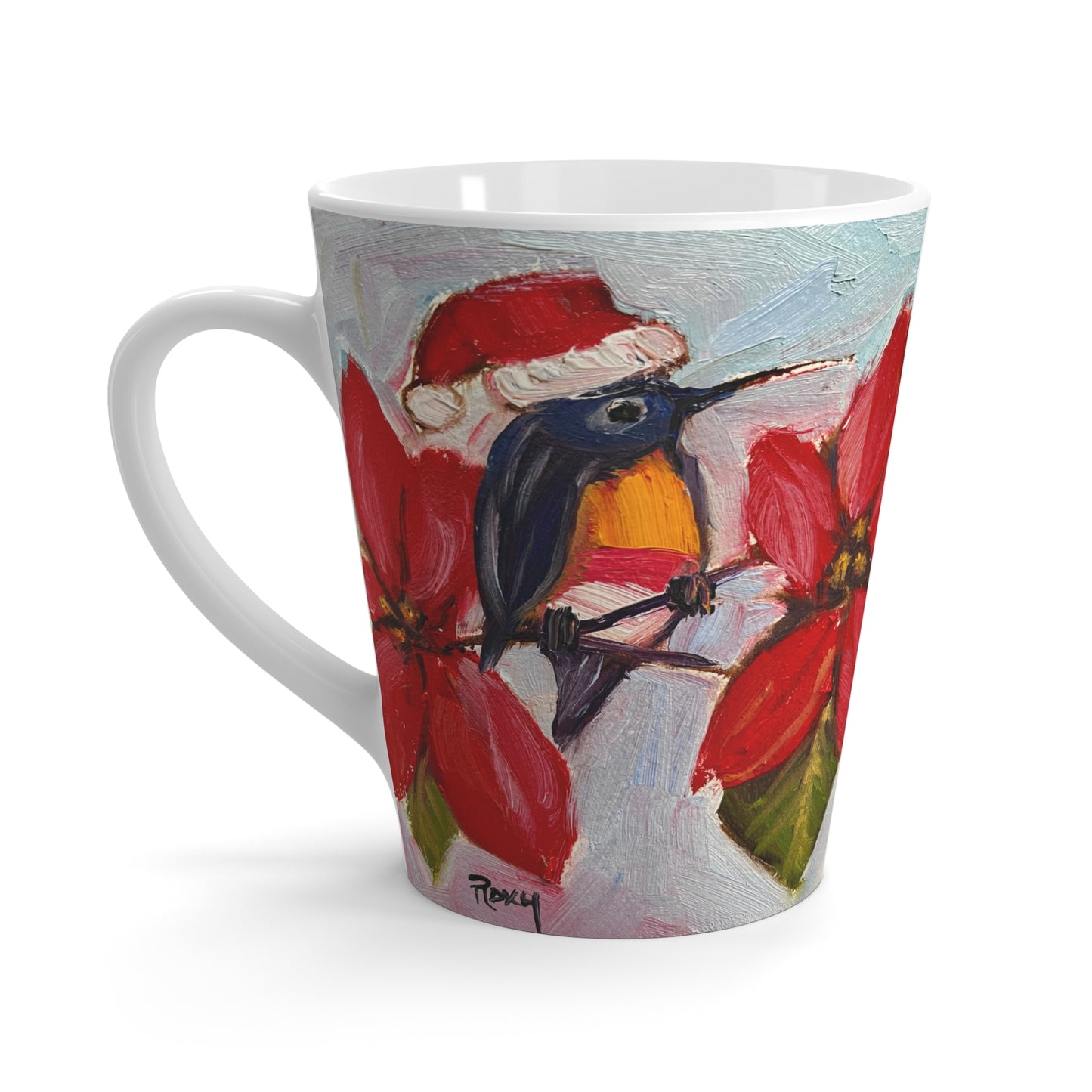 Mug - Holiday Hummingbird in Poinsettias-Made in and Ships from USA