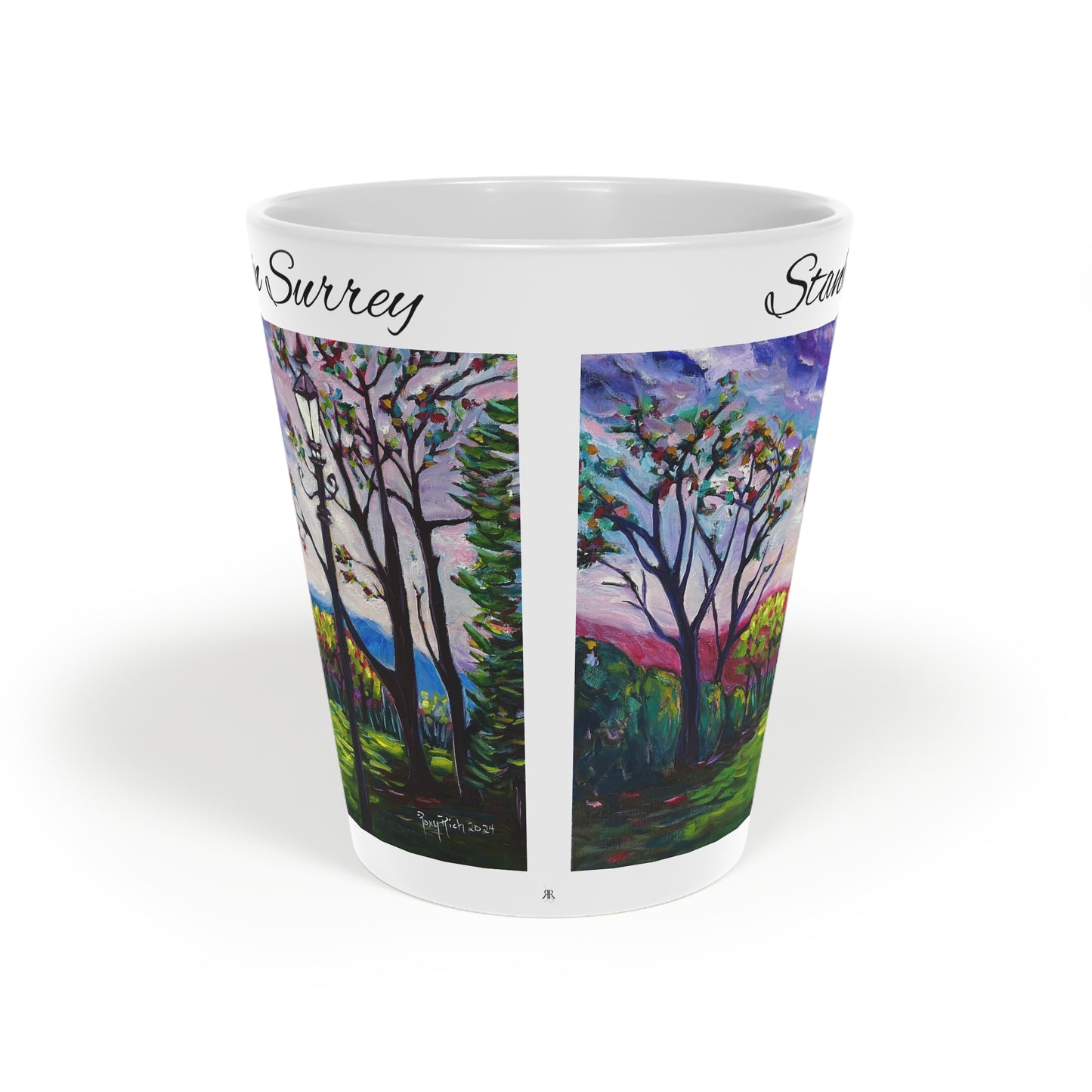 Sundown in Surrey Stanhill Court  with "Sundown in Surry" "Stanhill Court" Latte Mug, 12oz