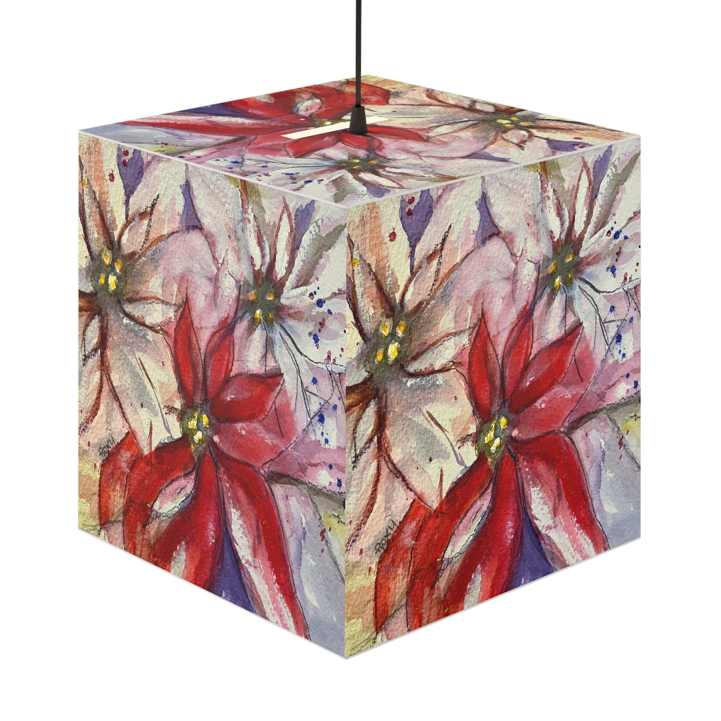 Poinsettias Cube Lamp