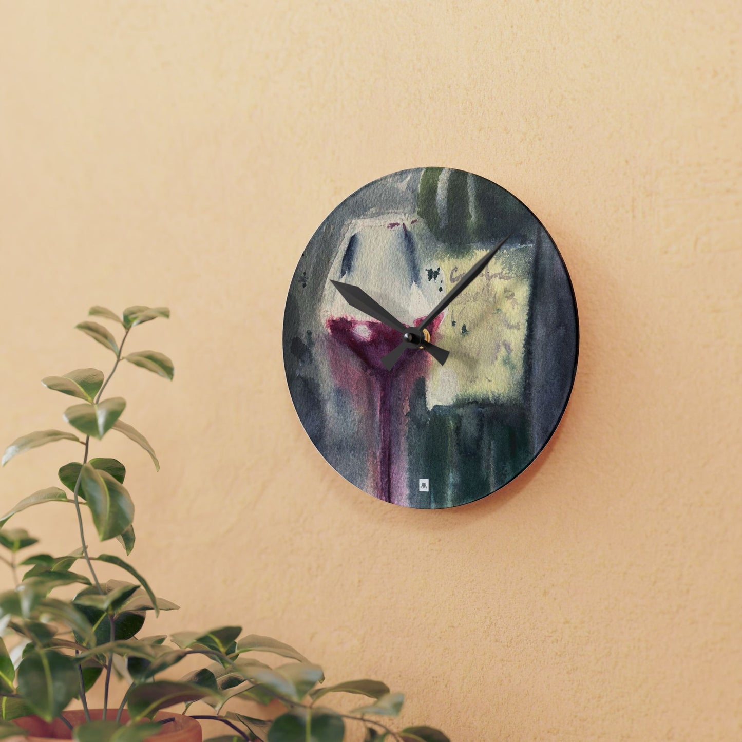 Acrylic Wall Clock-Wine Bottle and Glass